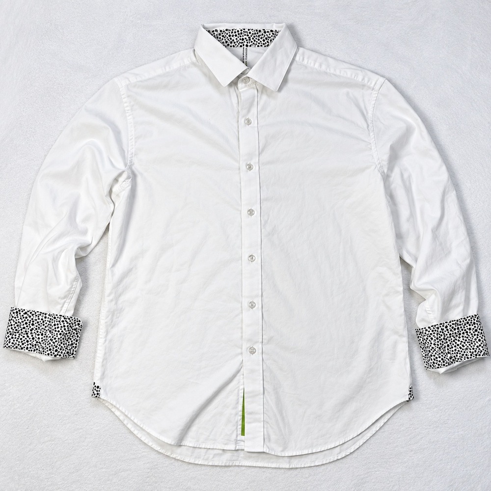 Robert Graham Mens XL White Paisley Button Up Shirt Flip Cuff RN 81913